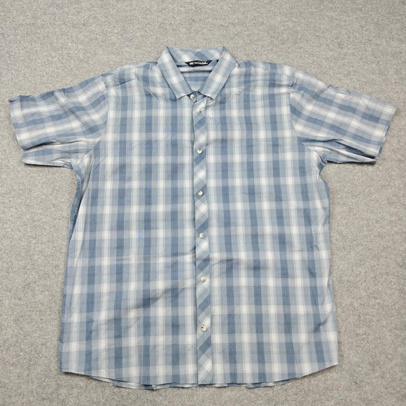 Travis Mathew Other - Travis Mathew Shirt Mens 2XL Blue Plaid Cotton Nylon Stretch Short Sleeve Casual